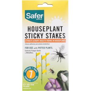 imageSafer Brand 5026 Houseplant Sticky Stake Insect Traps for Indoor Plants  Controls Fungus Gnats Whiteflies Midges Thrips Fruit Flies and Black Flies  1 Pack 7 TrapsInsect Traps