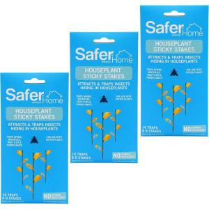 imageSafer Brand 5026 Houseplant Sticky Stake Insect Traps for Indoor Plants  Controls Fungus Gnats Whiteflies Midges Thrips Fruit Flies and Black Flies  1 Pack 7 Traps3 Pack New Packaging