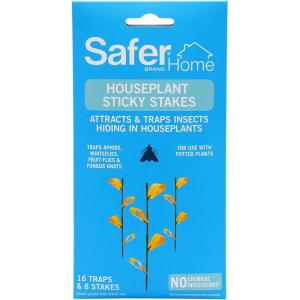 imageSafer Brand 5026 Houseplant Sticky Stake Insect Traps for Indoor Plants  Controls Fungus Gnats Whiteflies Midges Thrips Fruit Flies and Black Flies  1 Pack 7 Traps1 Pack New Packaging