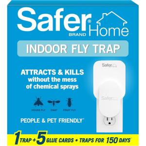 imageSafer Home Indoor Plugin Fly Trap  SH5021R5SR  Effective Fruit Fly Traps for Indoors Gnat Traps for House Indoor 400 Sq Ft Protection  Style 1 Device  5 Glue Cards1 Device  5 Glue Cards