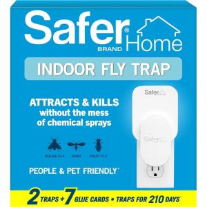 imageSafer Home Indoor Plugin Fly Trap  SH5021R5SR  Effective Fruit Fly Traps for Indoors Gnat Traps for House Indoor 400 Sq Ft Protection  Style 1 Device  5 Glue Cards2 Devices  7 Glue Cards